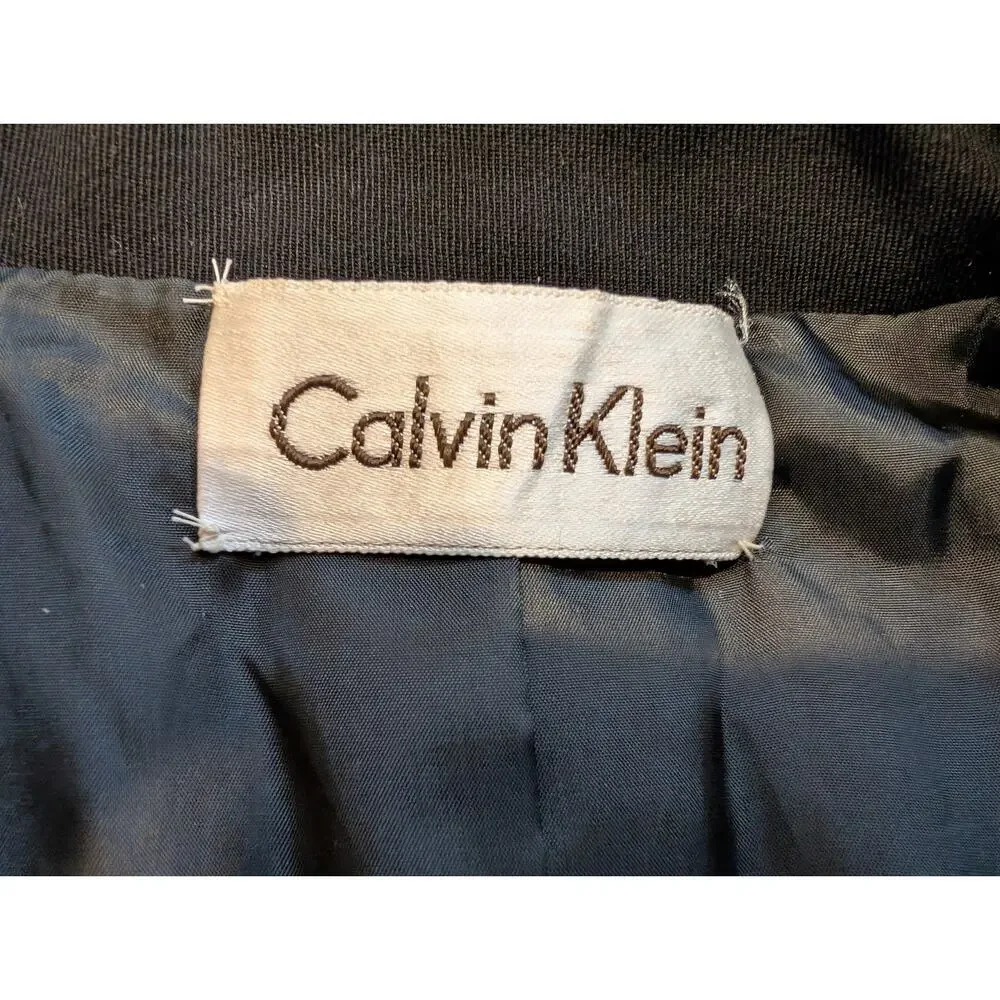 Vintage 70s Skirt Suit Calvin Klein Black Jacket Business Size 8 10 IGLWU - Picture 11 of 16